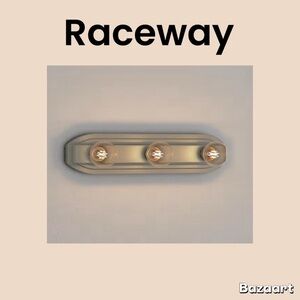 Raceway 18 Inch 3-Light Brushed Nickel Retro Vanity Light NWT